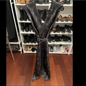 Vince Sleeveless Silk Midi Dress Black Size L